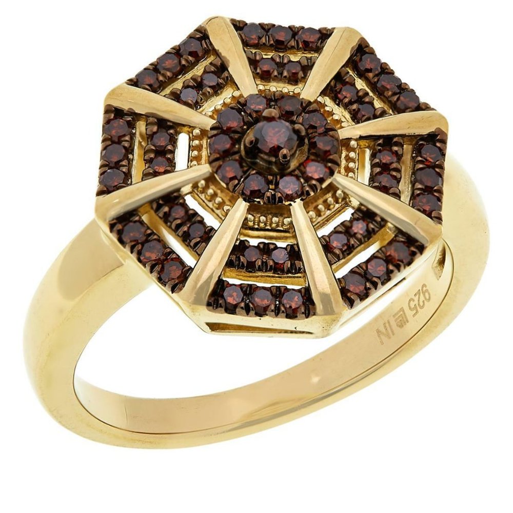 Colleen Lopez Gold-plated .33ctw Red Colored Diamond Ring Size 6